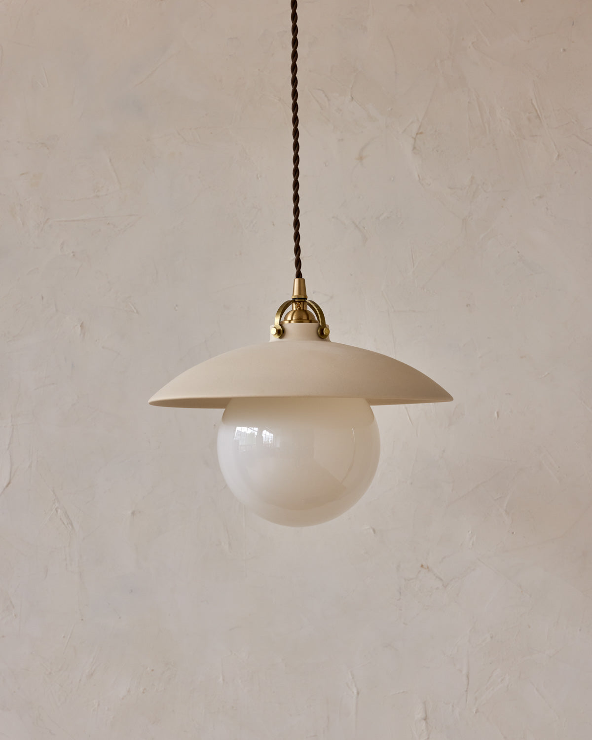 #shade-finish_biscuit ceramic #Cord-Color---Glass_Brown Cord - White Globe