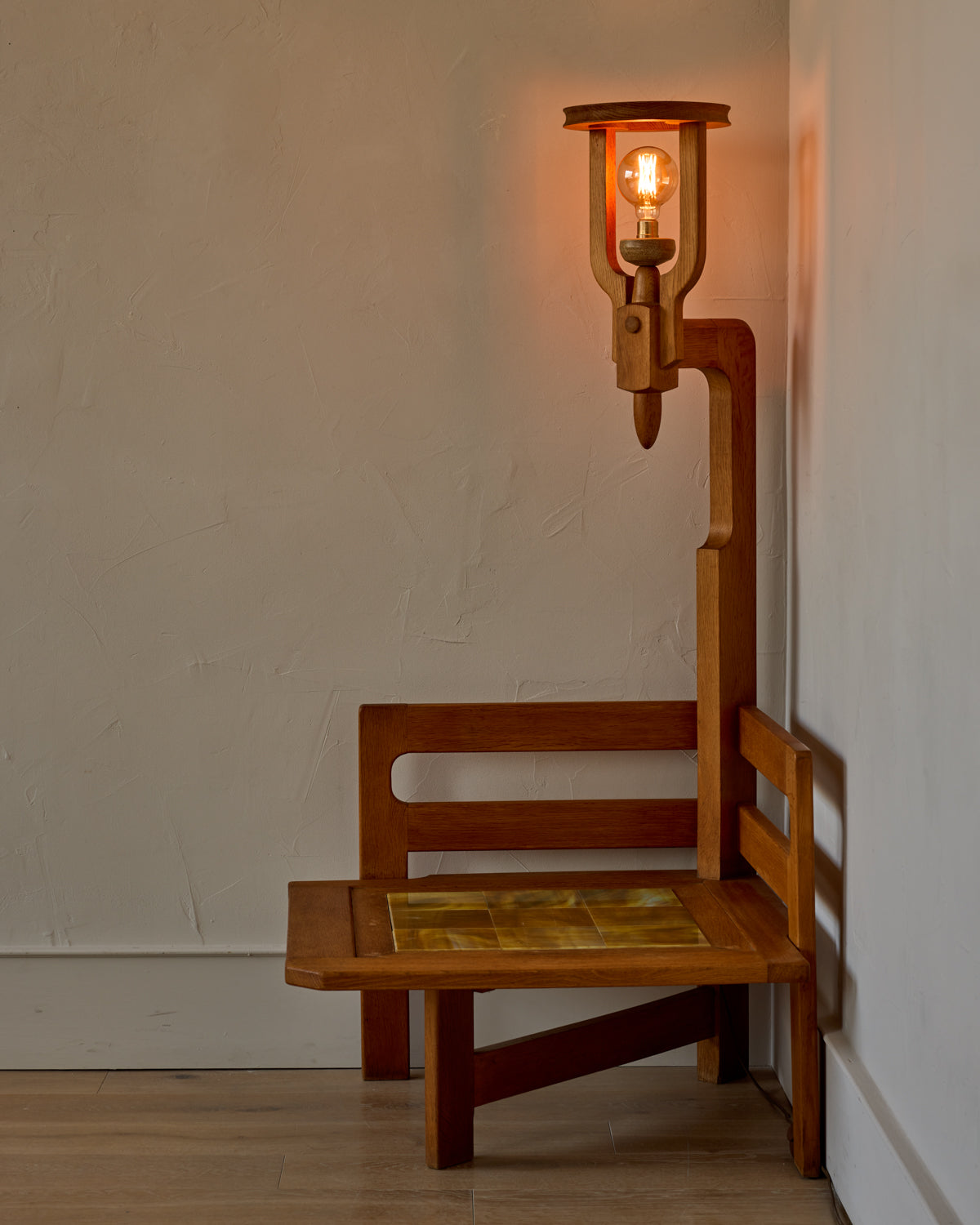 Tiled Table with Lamp by Guillerme & Chambron