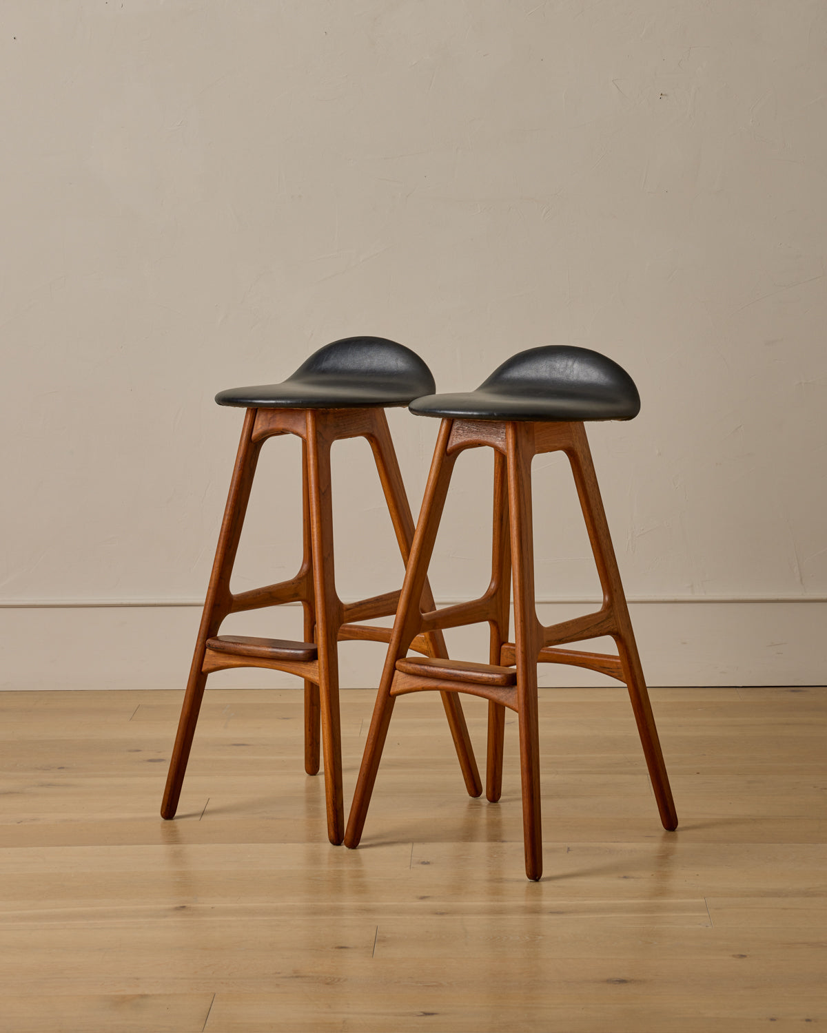 Pair of Teak Barstools by Erik Buck