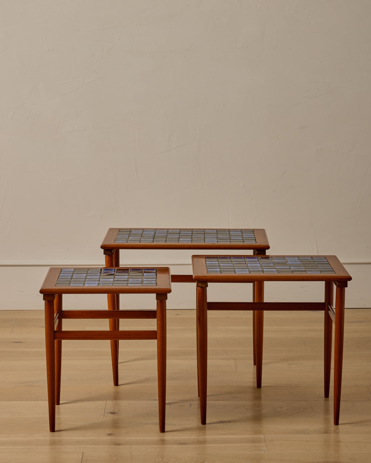 Danish Nesting Tables with Ceramic Tops - Set of 3
