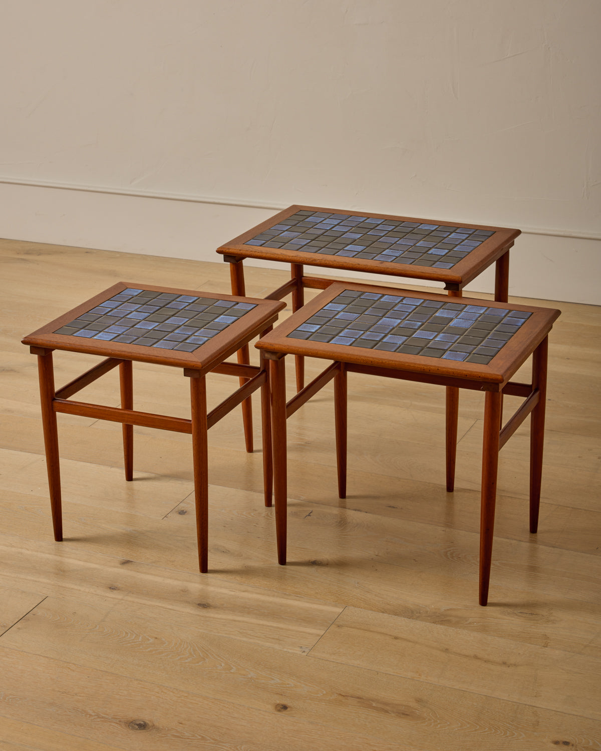 Danish Nesting Tables with Ceramic Tops - Set of 3