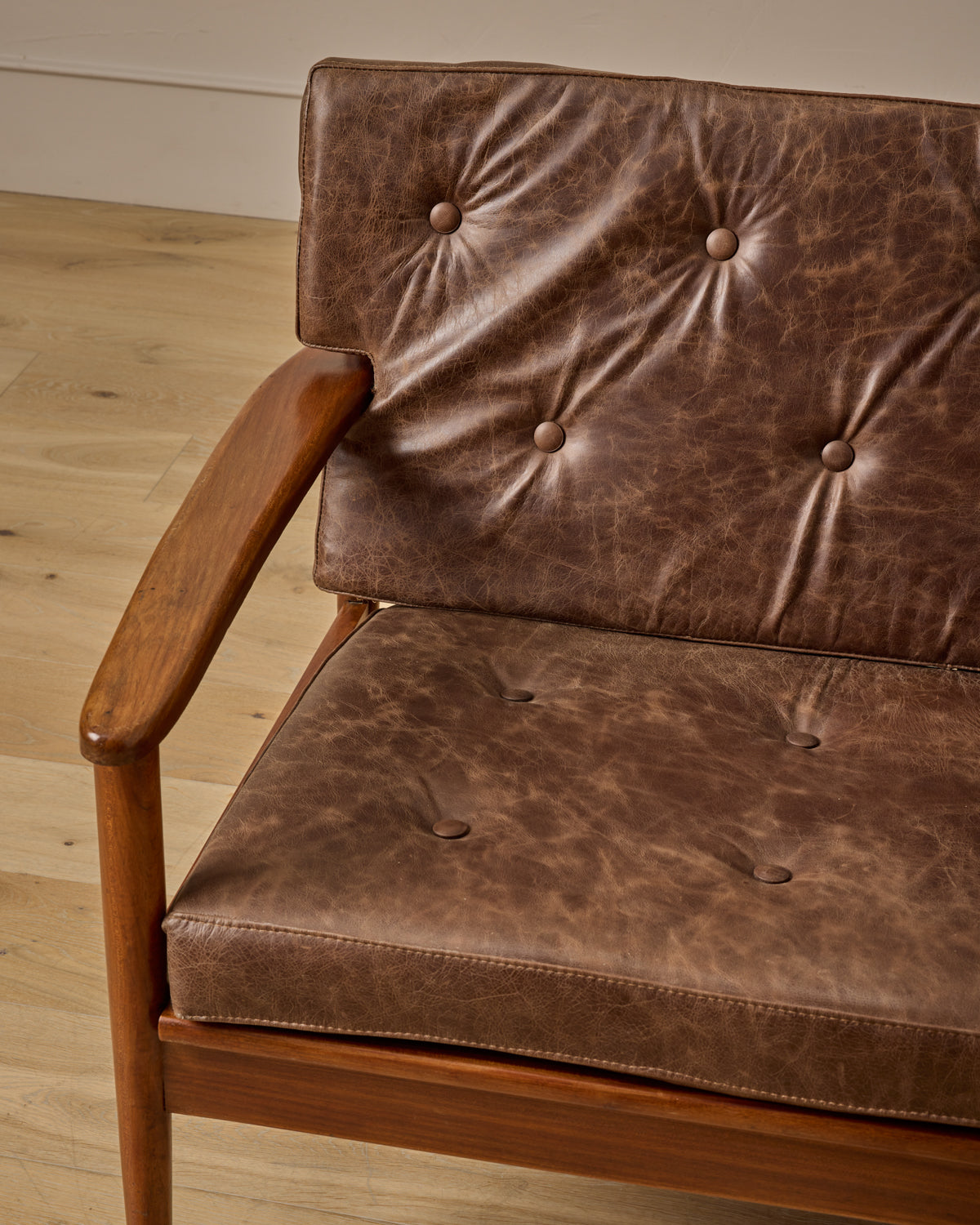 Mid-Century Tufted Leather Sofa