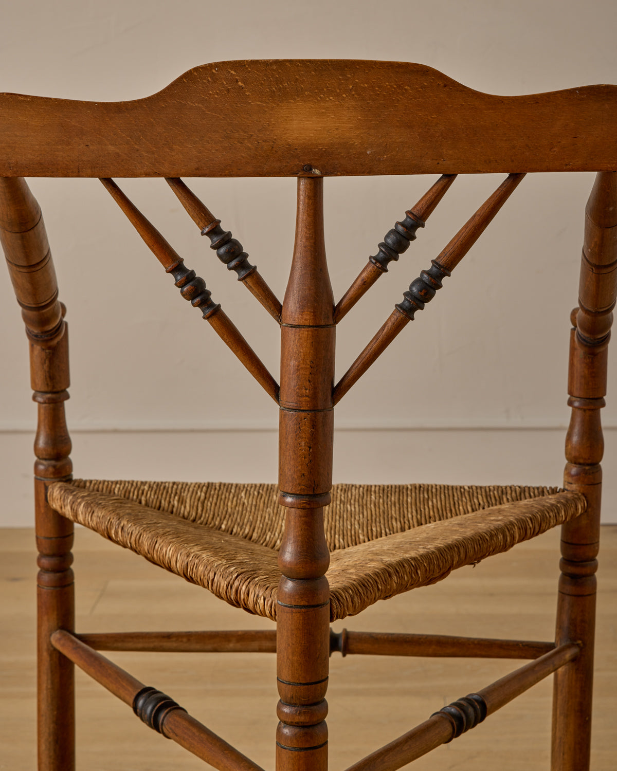Bobbin Triangular Armchair with Curved Crest