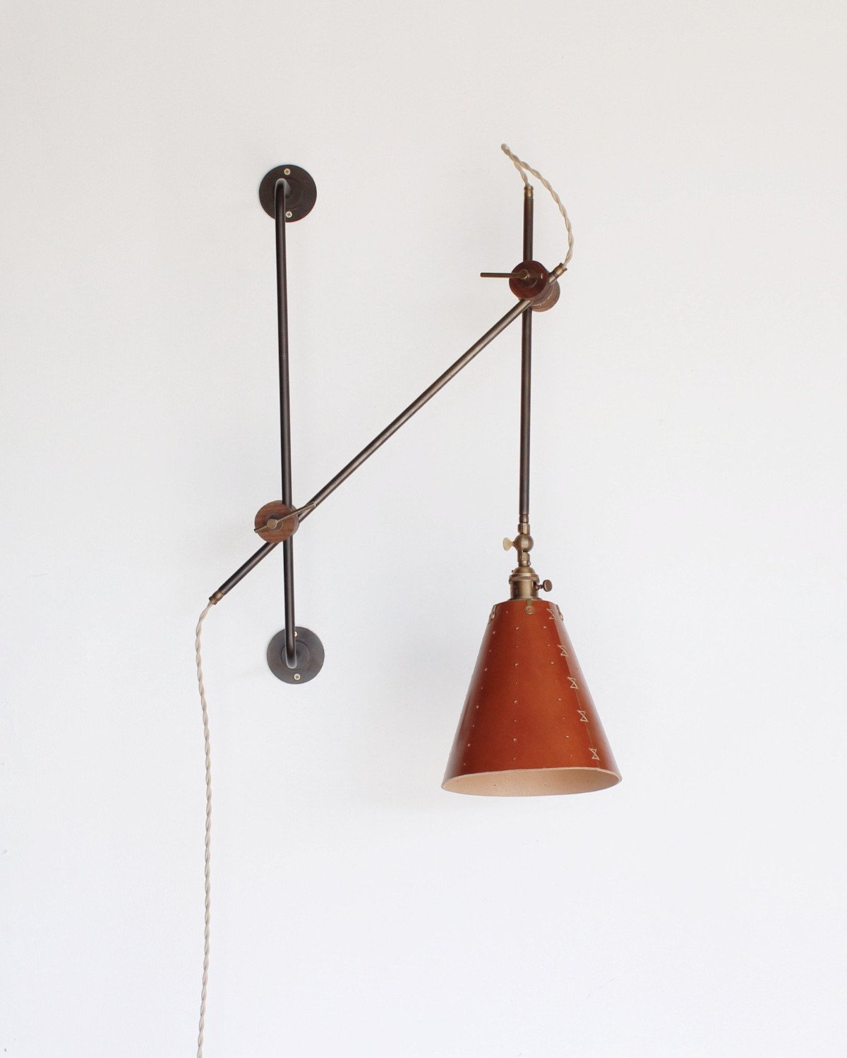 Grace Articulating Wall Lamp - Lighting - Lostine #shade-finish_tan harness #wiring_plug-in