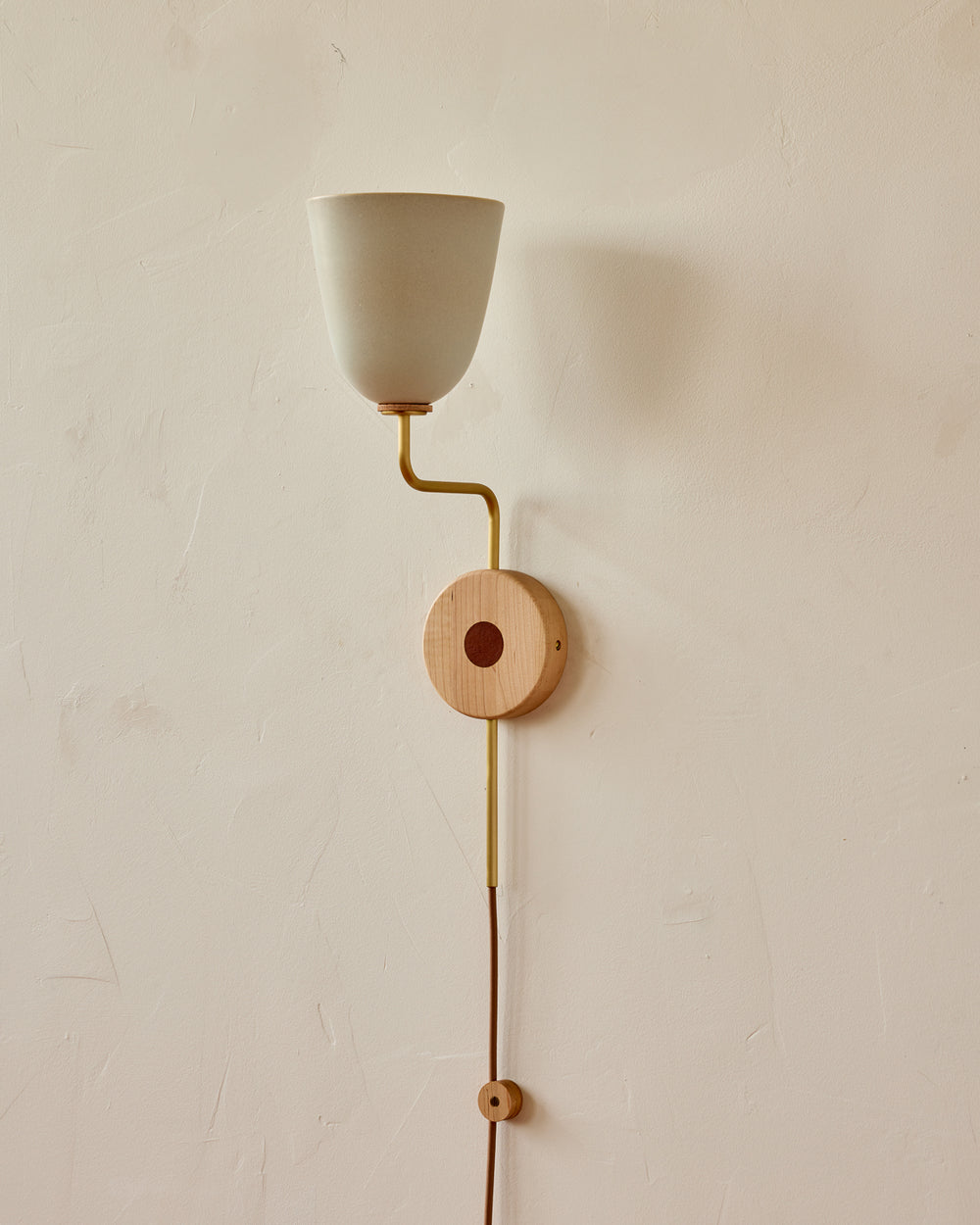 #shade-finish_robin's egg #Metal-+-Wood-Finish_Satin Brass / Clear Maple #wiring_plug-in