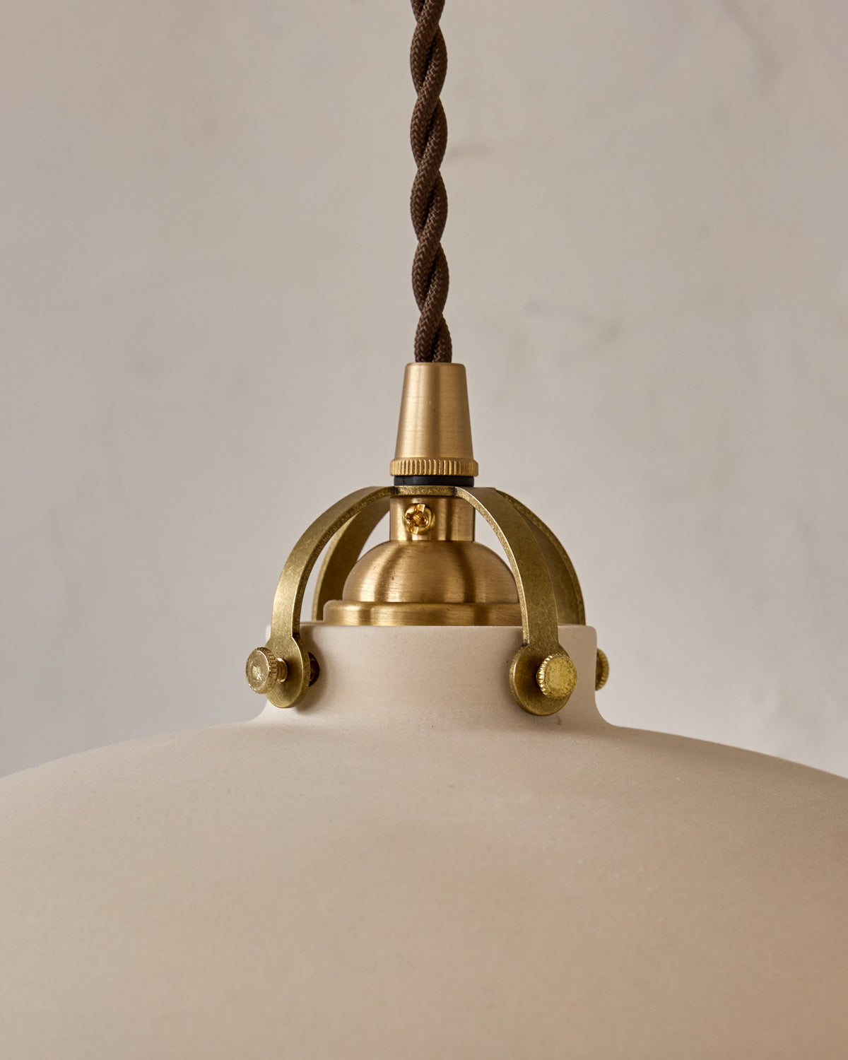 #shade-finish_biscuit ceramic #Cord-Color---Glass_Brown Cord - Clear Globe