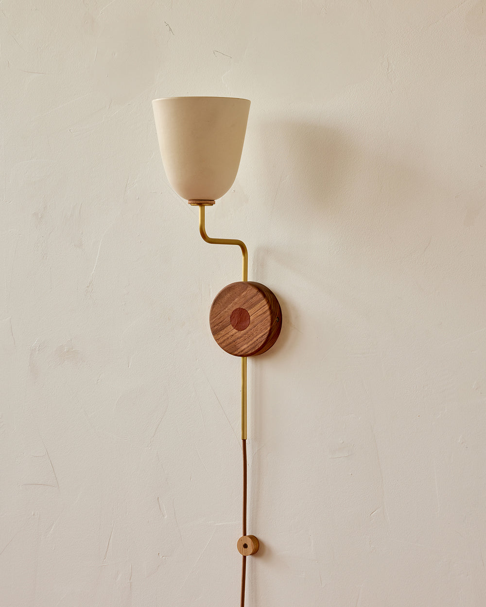 #shade-finish_dove #Metal-+-Wood-Finish_Satin Brass / Black Walnut #wiring_plug-in