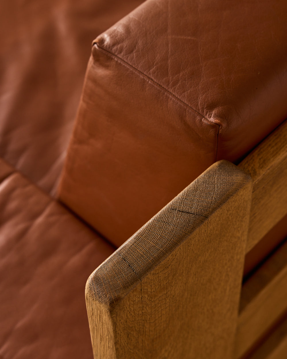 Oak + Leather Modular Sectional