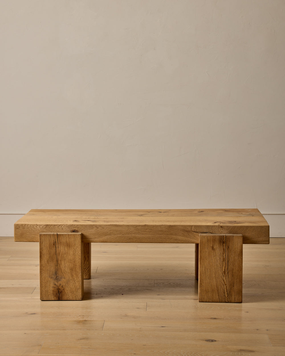 Large Wooden Brutalist Coffee Table