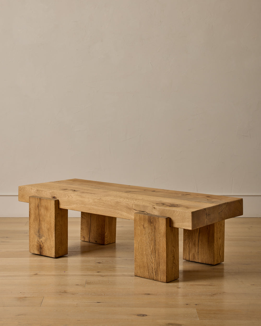Large Wooden Brutalist Coffee Table