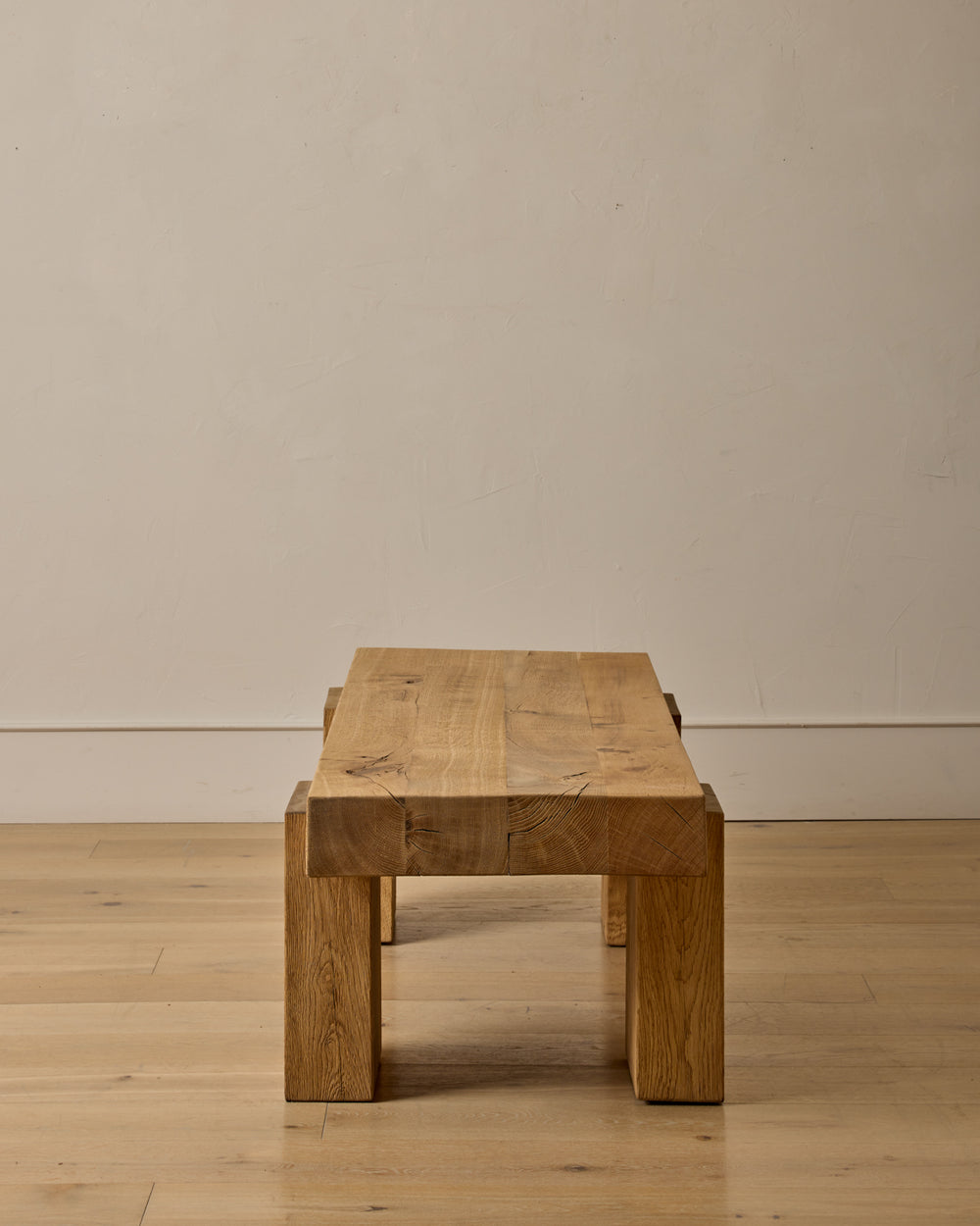 Large Wooden Brutalist Coffee Table