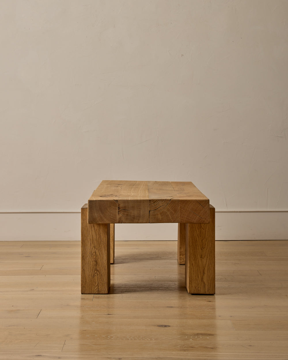 Large Wooden Brutalist Coffee Table
