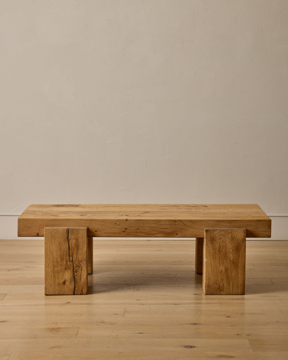 Large Wooden Brutalist Coffee Table