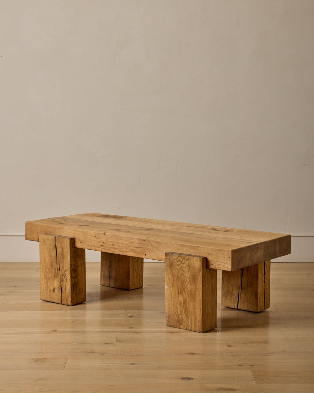 Large Wooden Brutalist Coffee Table