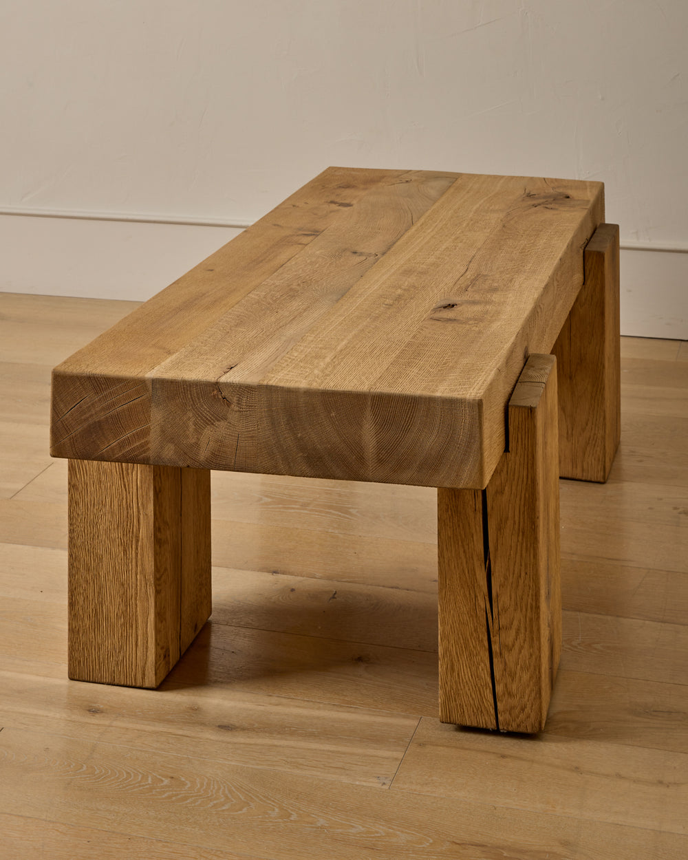 Large Wooden Brutalist Coffee Table