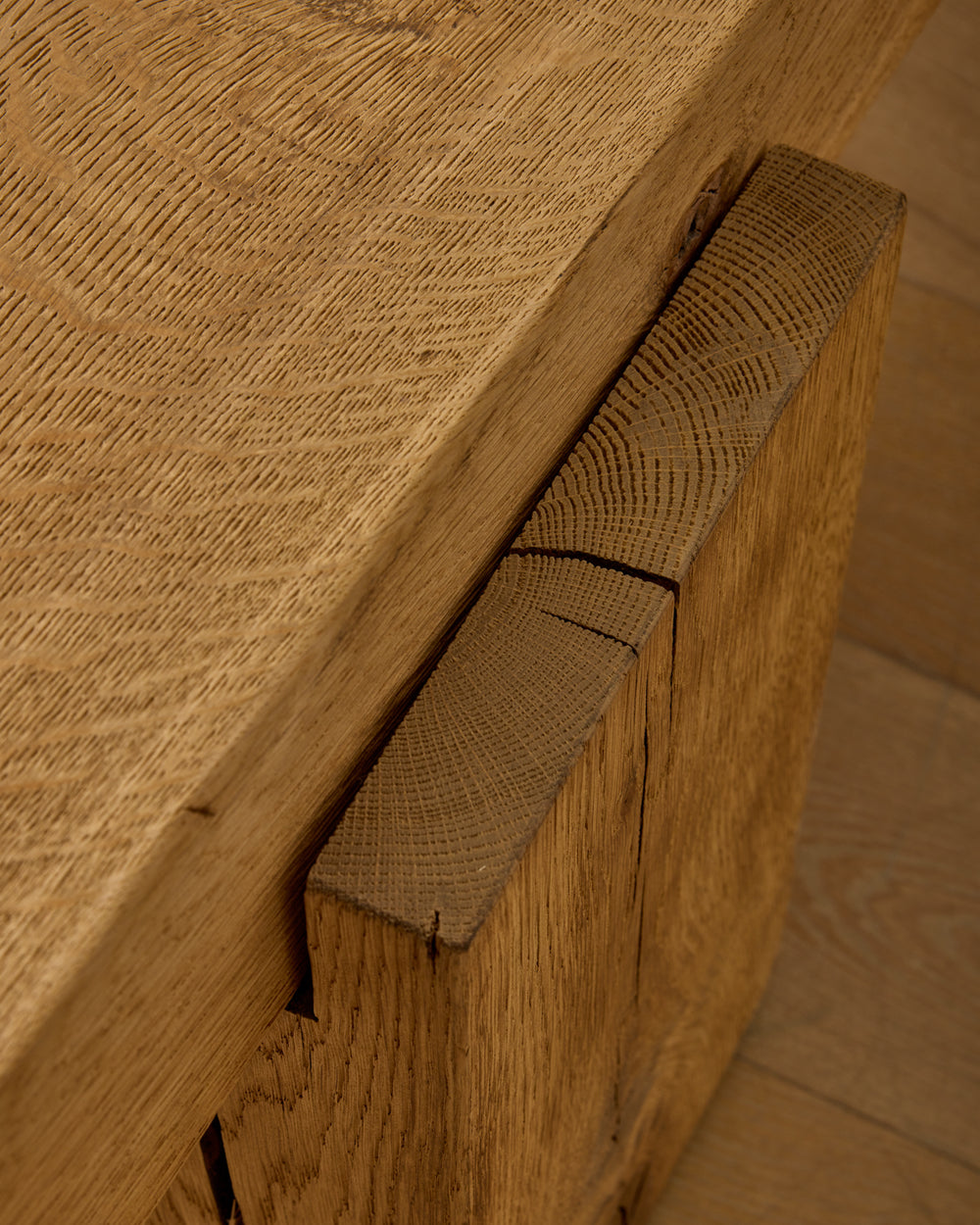 Large Wooden Brutalist Coffee Table
