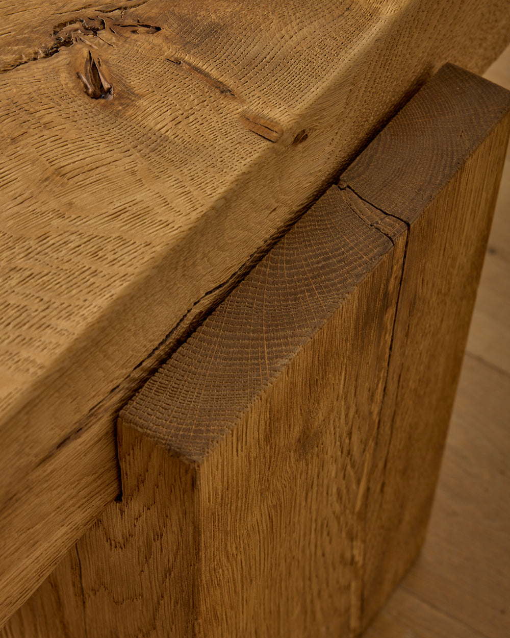 Large Wooden Brutalist Coffee Table