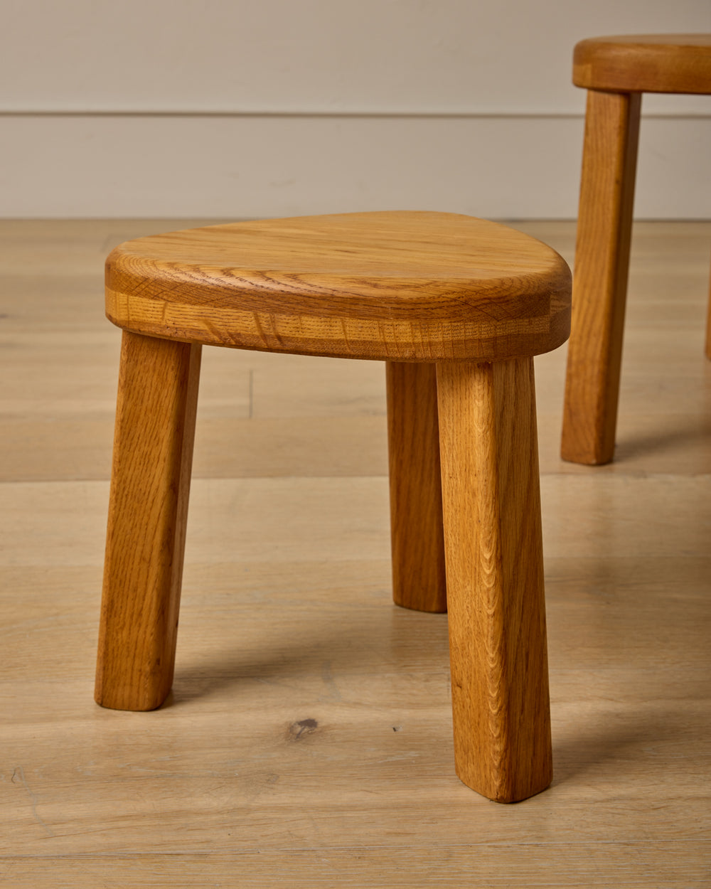 Triangular Oak Nesting Tables - Set of 3