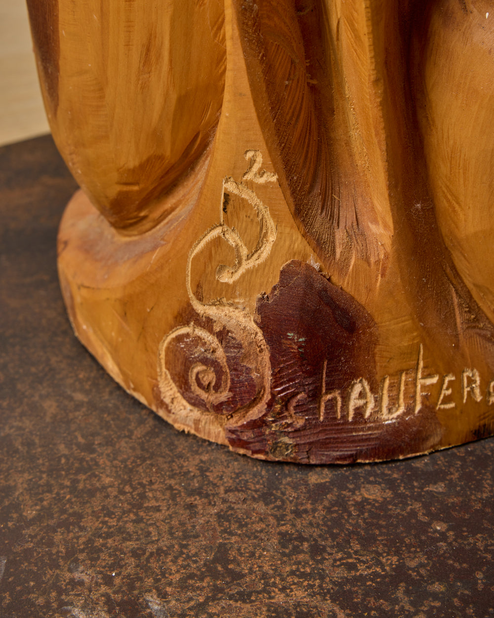 Monumental French Mid-Century Wooden Sculpture