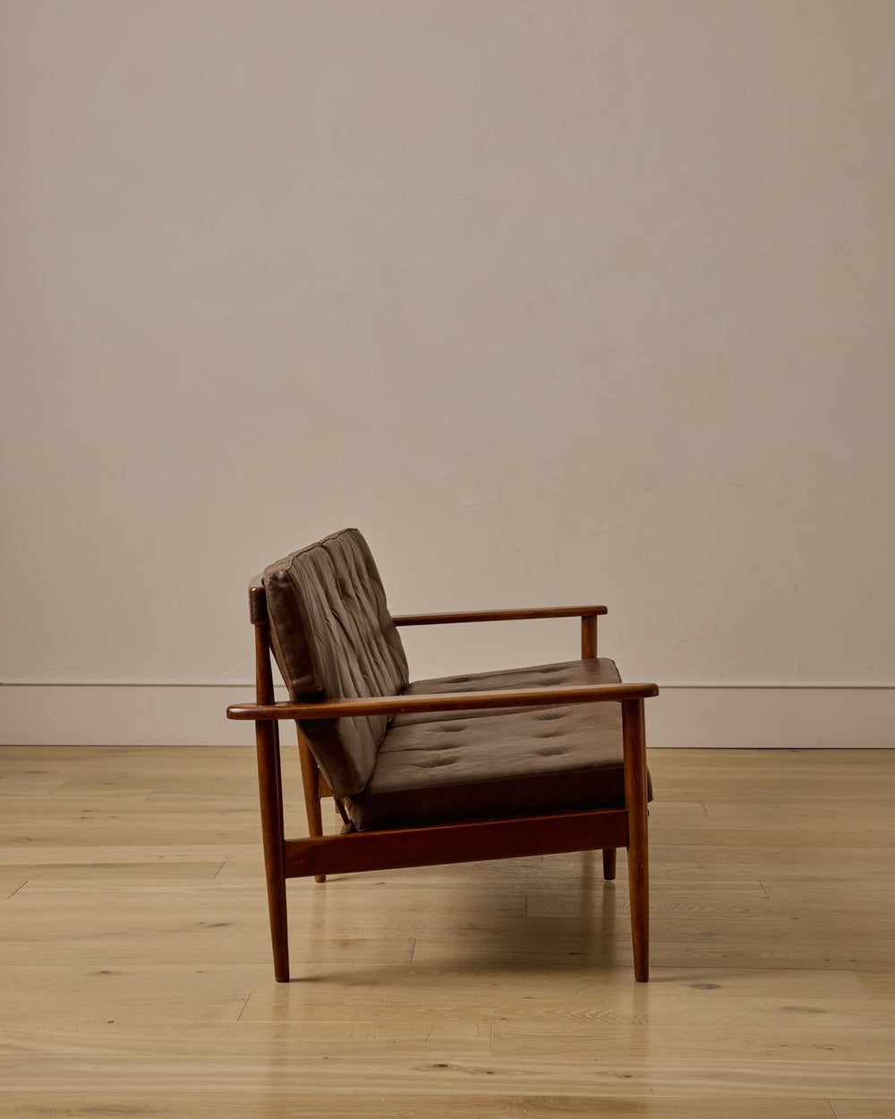 Mid-Century Tufted Leather Sofa