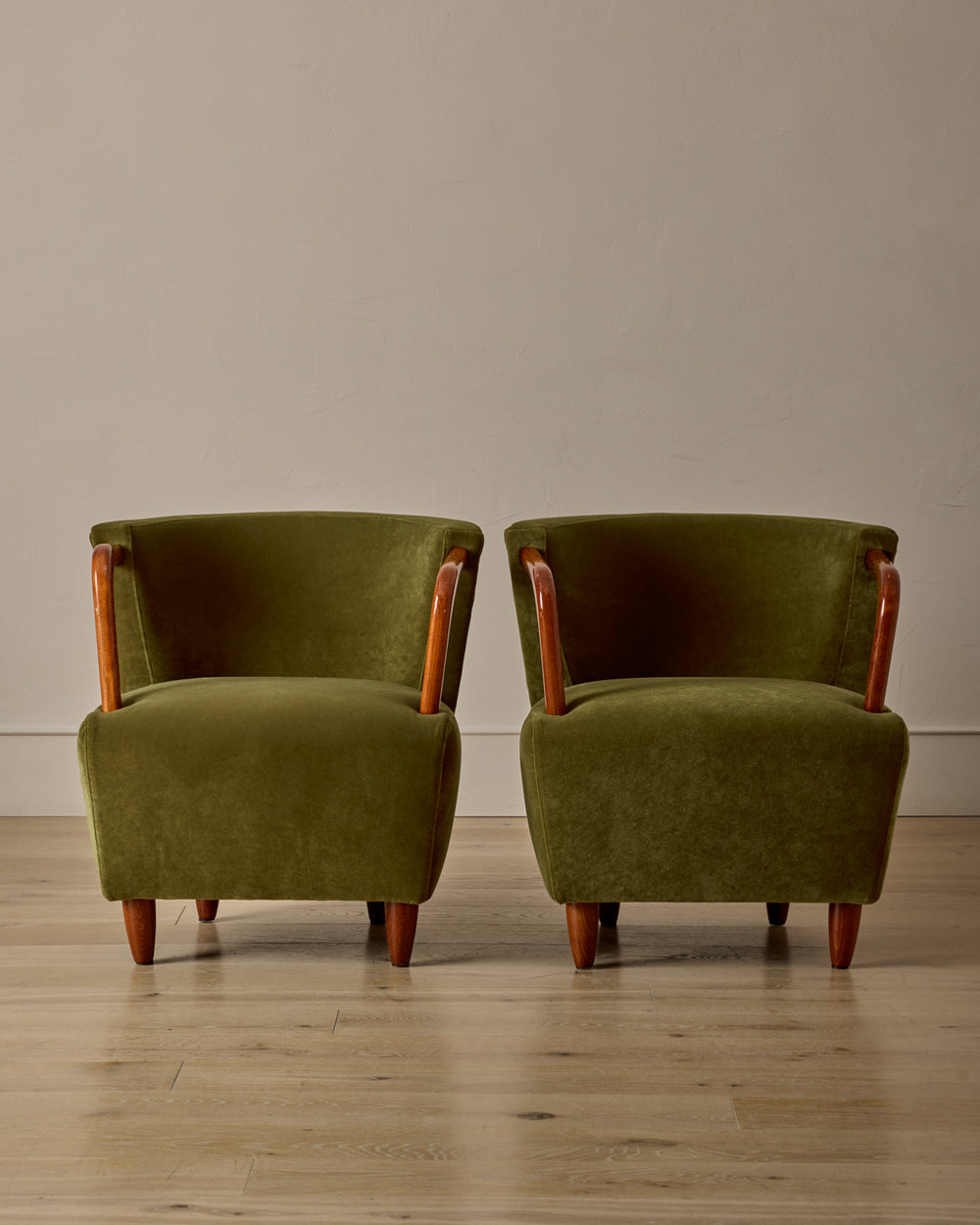 Pair of Beech Frame Easy Chairs