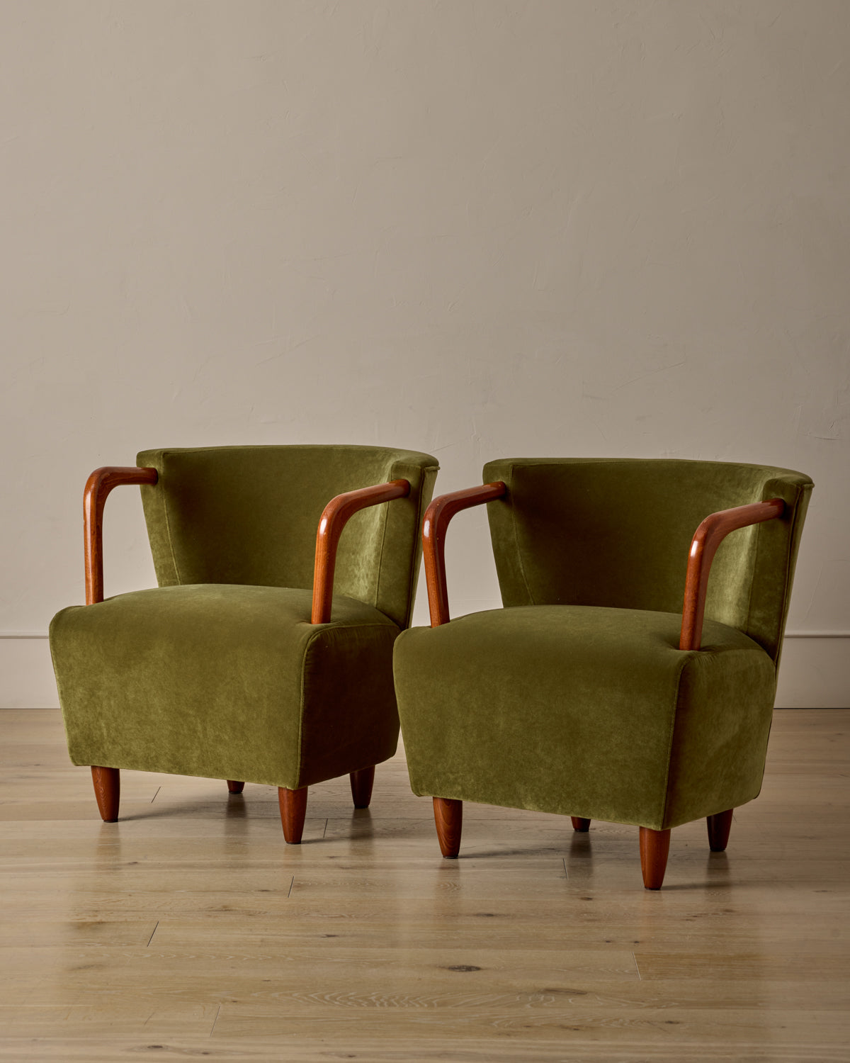 Pair of Beech Frame Easy Chairs