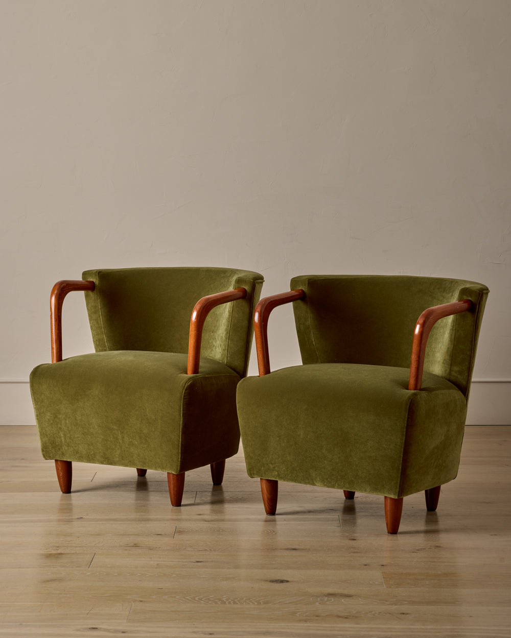 Pair of Beech Frame Easy Chairs