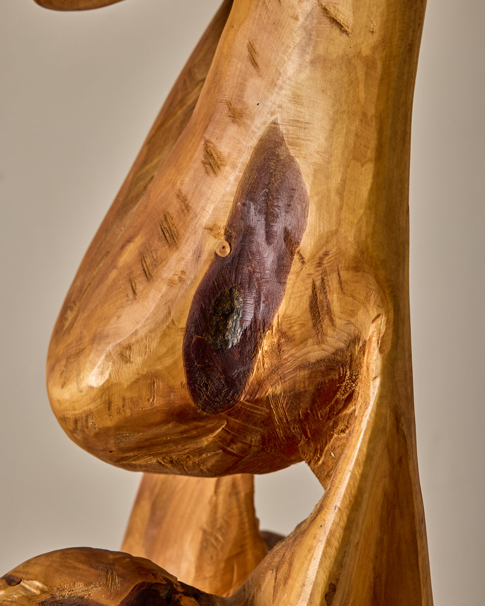 Monumental French Mid-Century Wooden Sculpture
