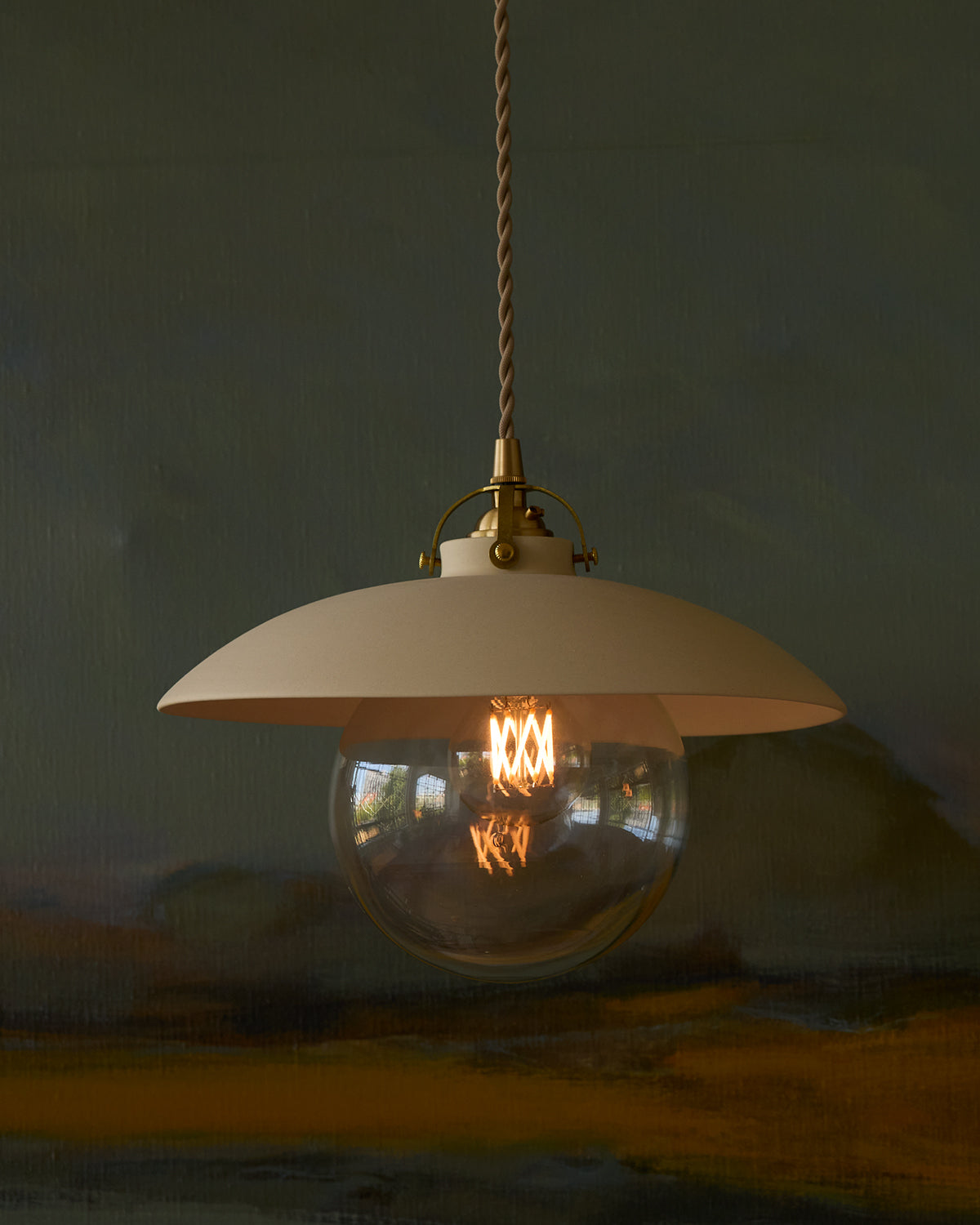#shade-finish_biscuit ceramic #Cord-Color---Glass_Beige Cord - Clear Globe