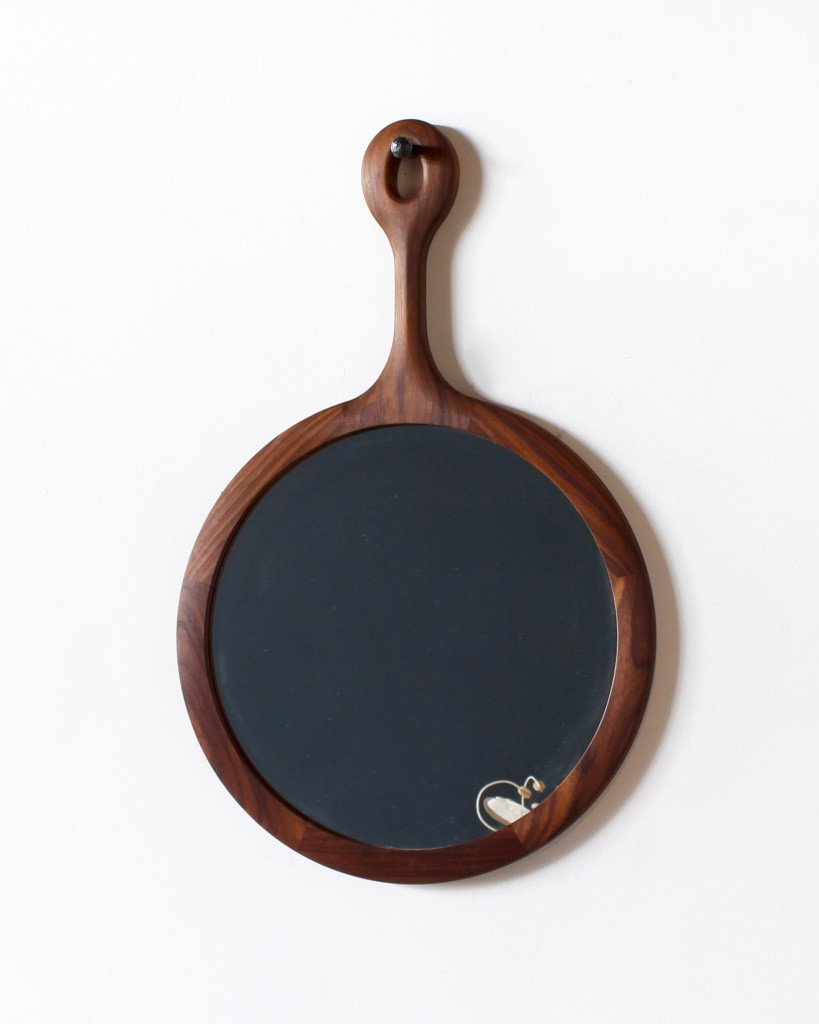 Lostine round black walnut sophia mirror medium  #size_medium #wood-finish_black walnut