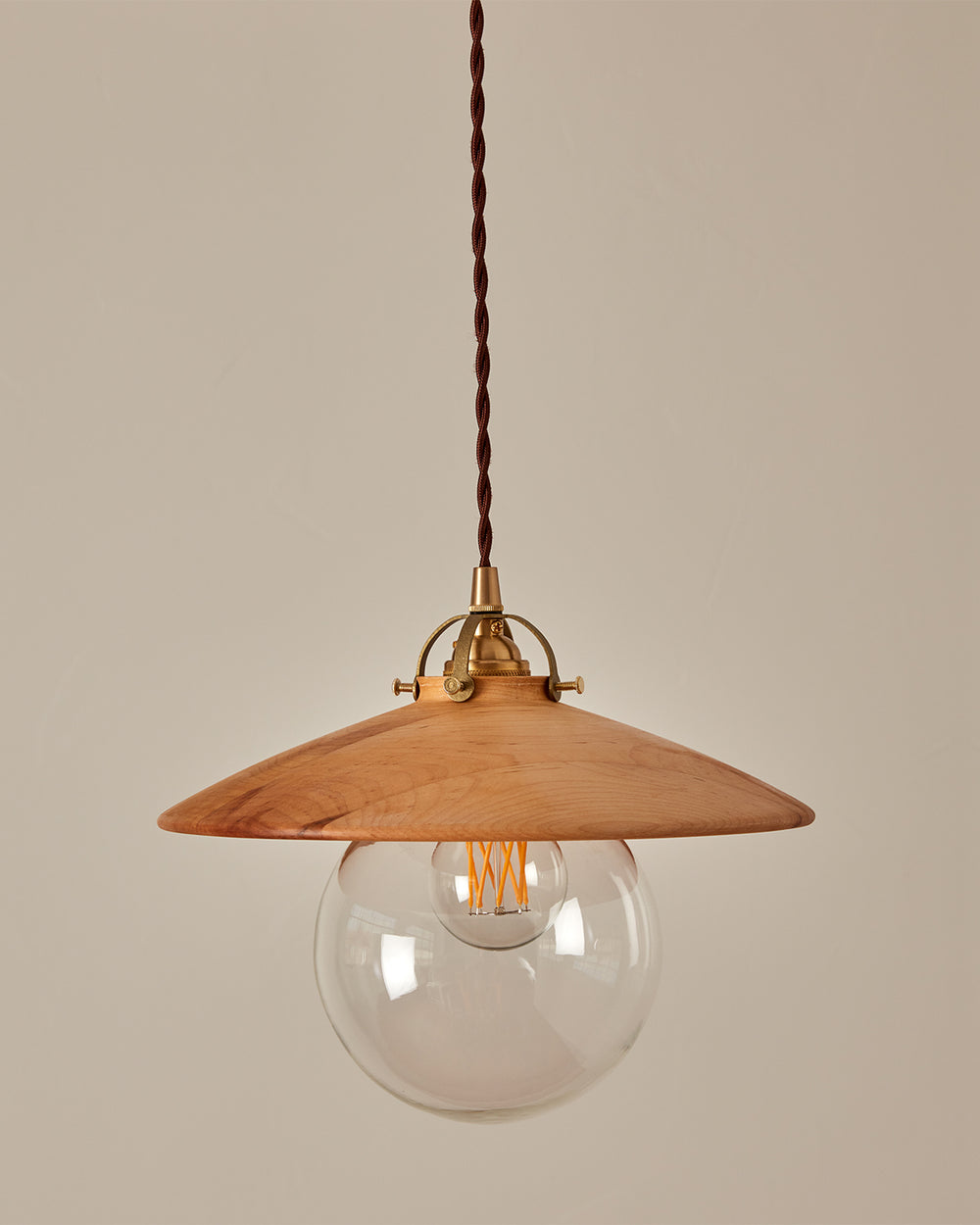 #shade-finish_natural maple #Cord-Color---Glass_Brown Cord - Clear Globe