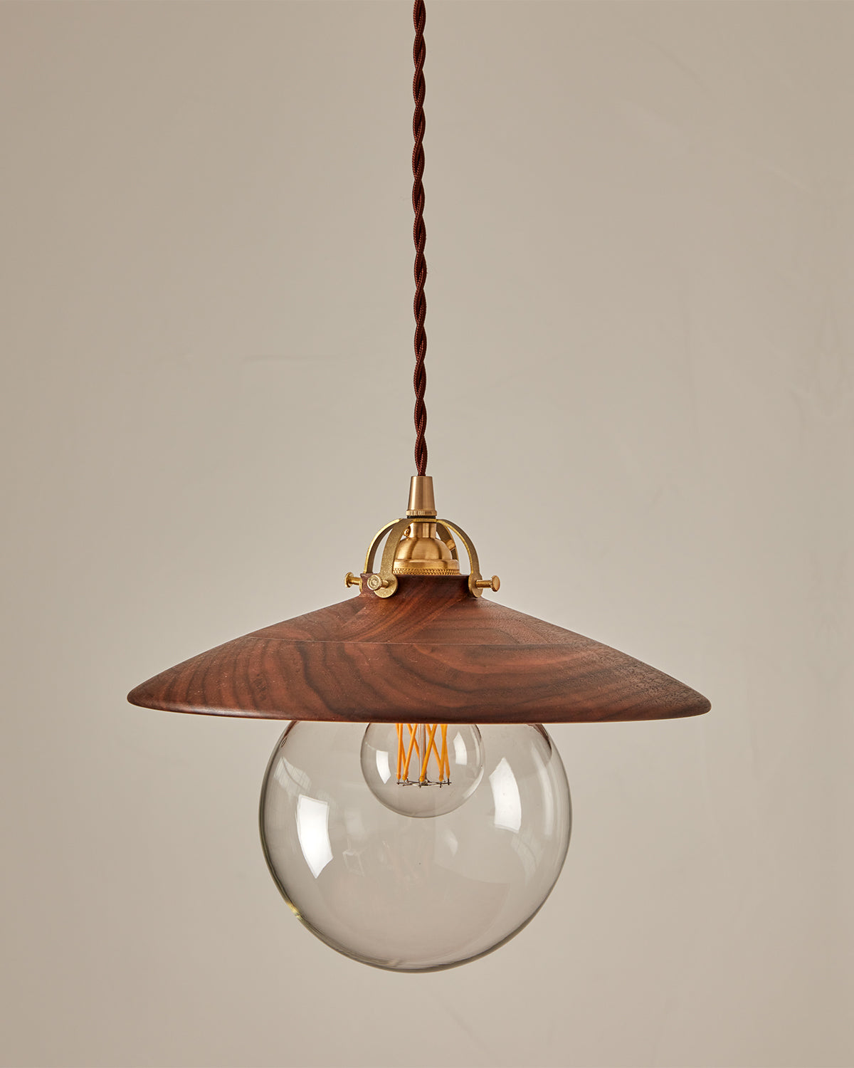 #shade-finish_black walnut #Cord-Color---Glass_Brown Cord - Clear Globe