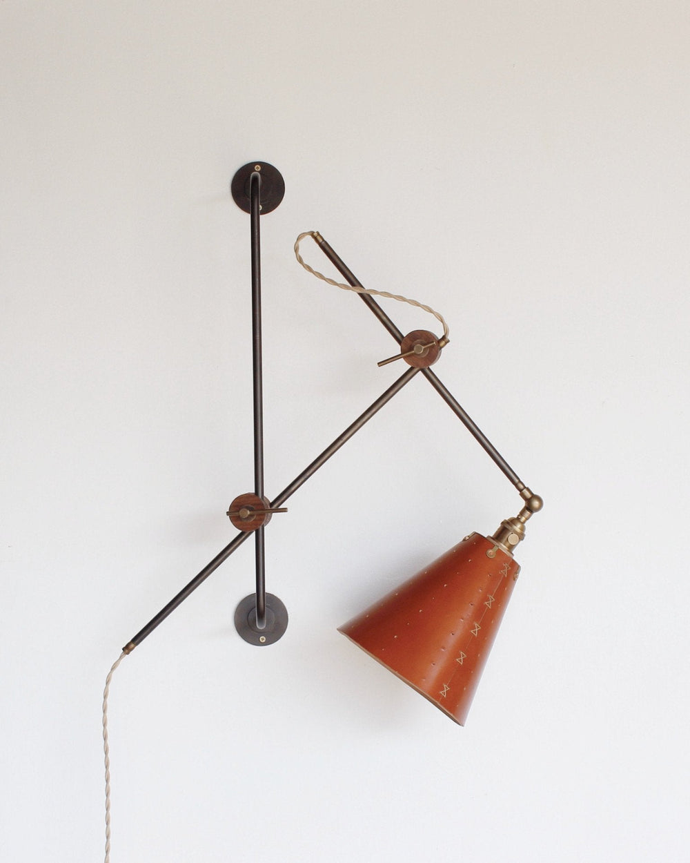 Grace Articulating Wall Lamp - Lighting - Lostine #shade-finish_tan harness #wiring_plug-in